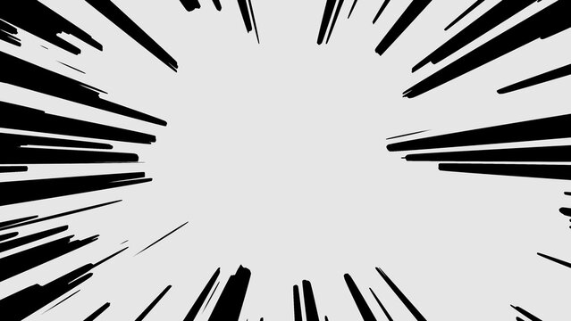 Bold black ink action lines border on white background for intense comic book zoom and character framing.