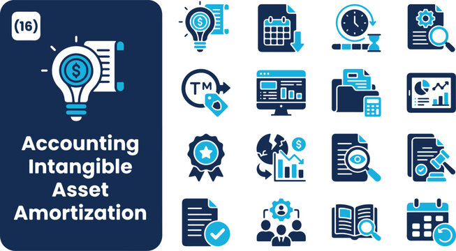 Accounting Intangible Asset Amortization Icon Set