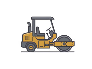 Naklejka premium Yellow road roller compactor heavy machinery illustration