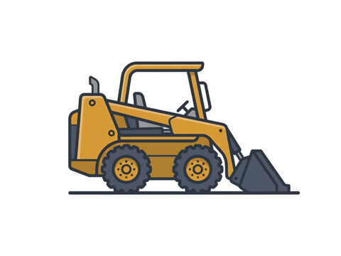 Yellow skid steer loader compact construction equipment illustration