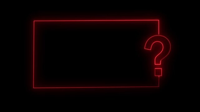 Glowing Blue Neon Question Mark Box Frame Animation Loop on Black Background
