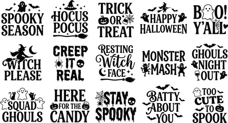 Obraz premium Halloween quotes collection featuring spooky typography and fun seasonal graphics