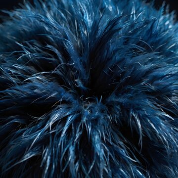 Blue Feathers Form a Soft Fluffy Abstract Macro Background Design