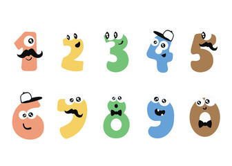 Naklejka premium Set Cartoon Character Number Illustation