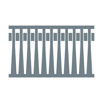 Graues flaches Icon eines Gel&auml;nders oder Zauns isoliert auf wei&szlig;em Hintergrund, minimalistische Vektorgrafik f&uuml;r Design