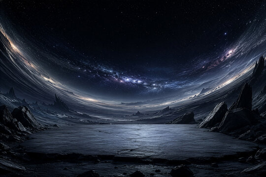 Milky way galaxy view from alien canyon
