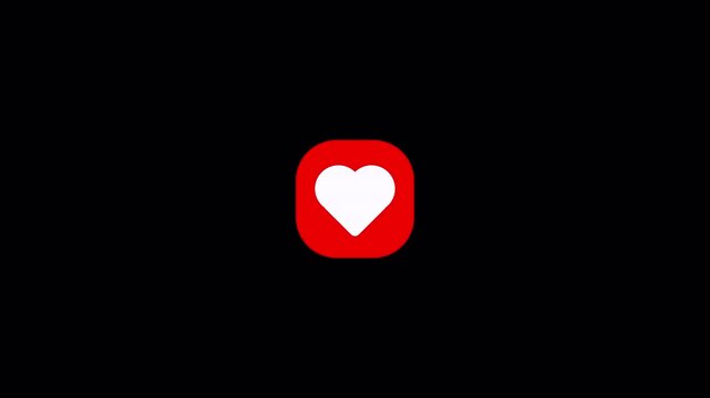 Modern Fintech Mobile App Squircle Shield Plate Red Heart Favorite Like Badge Motion Graphics 6 Seconds Loop on Alpha Channel 4K