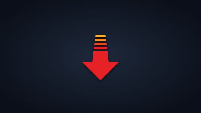 Financial Downtrend Red Arrow Motion Graphic Animation on Dark Background Seamless Loop