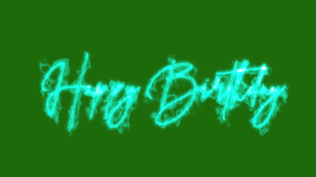 Happy Birthday Glowing Text Animation on Green Screen