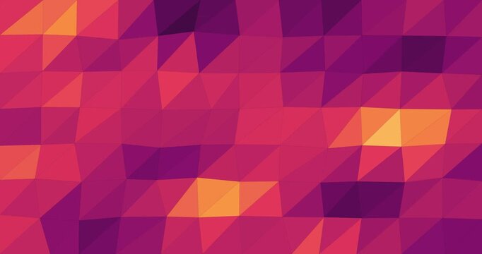 Abstract low poly triangle mosaic in sunset colors with pink orange and purple gradient tones