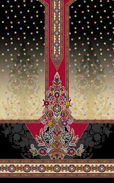 Black and Pink Gradient Rabari Art Kurti Front Design