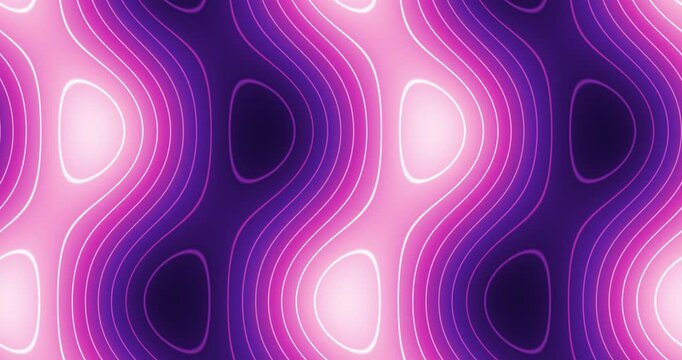 Abstract purple pink violet glowing wavy contour lines flowing in smooth liquid marble pattern