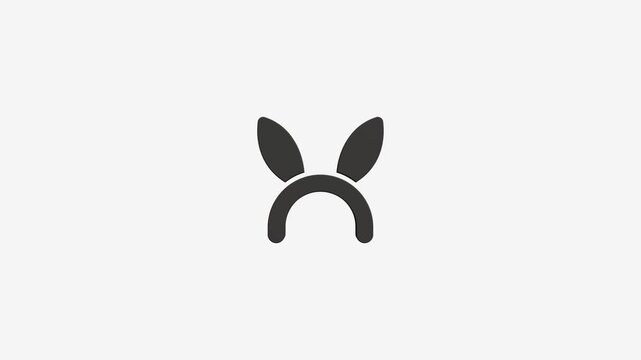 Minimalist animation of cute bunny ears icon loop simple flat graphic design element isolated on light grey background.