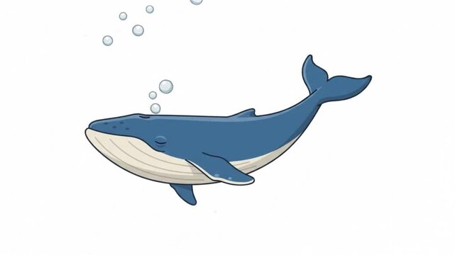 Minimalist Majestic Whale Character Swimming Micro Motion Graphics