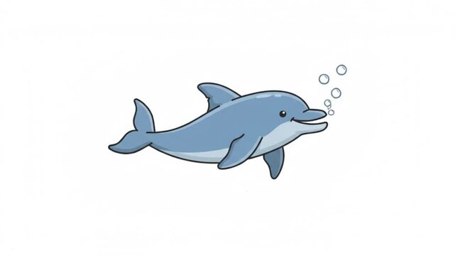 Minimalist Friendly Dolphin Character Swimming Micro Motion Graphics