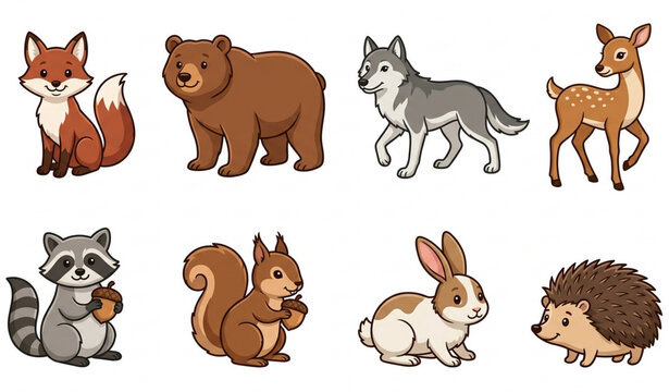 set of funny animals