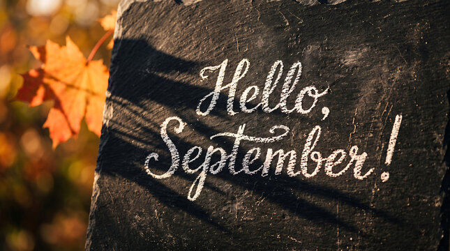 hello september chalk board
