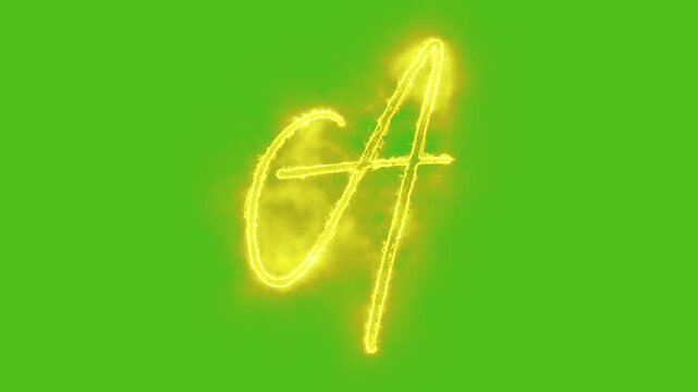 Glowing yellow gold Letter A Animation | Neon Alphabet Typography Motion Graphic
