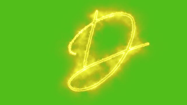 Glowing yellow gold Letter D Animation | Neon Alphabet Typography Motion Graphic