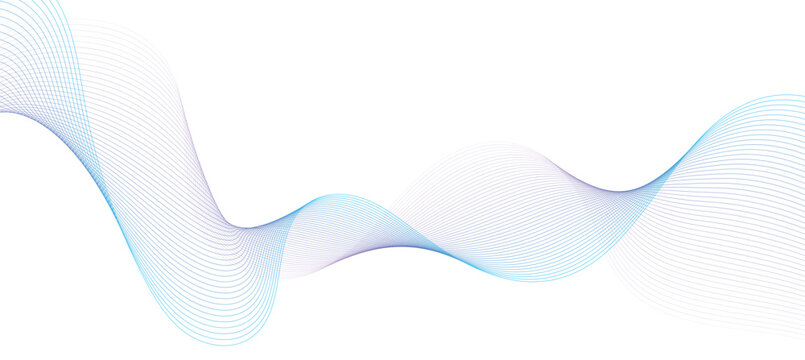 Abstract Blue and Purple Smooth Wave Lines Vector, Minimalist Modern Dynamic Curved Smoke Line Flow for Business Banner, Technology Presentation, and Corporate Graphic Design