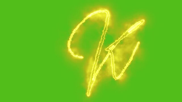 Glowing yellow gold Letter K Animation | Neon Alphabet Typography Motion Graphic