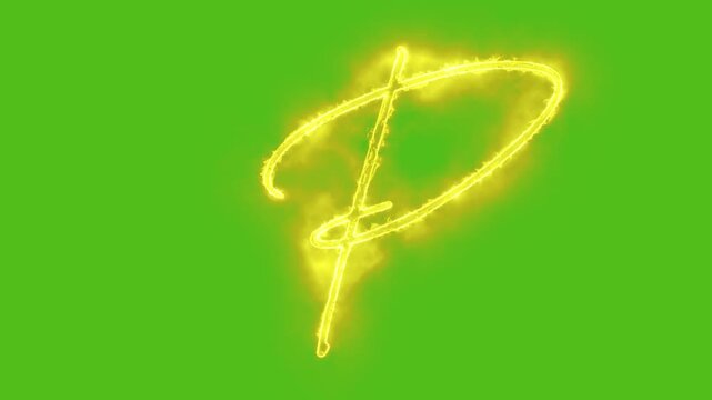 Glowing yellow gold Letter P Animation | Neon Alphabet Typography Motion Graphic