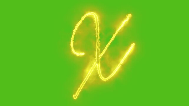 Glowing yellow gold Letter X Animation | Neon Alphabet Typography Motion Graphic