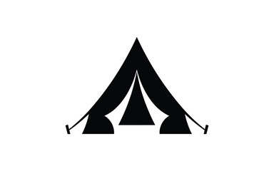 Black silhouette of a tent on a white background © masvect