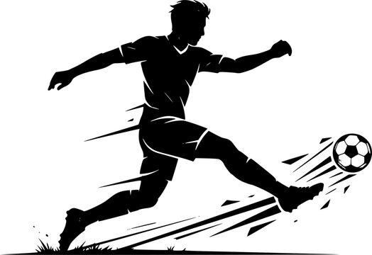 football player silhouette creative illustration vector of graphic , football player silhouette illustration vector , vector soccer player silhouette illustration for banner graphic