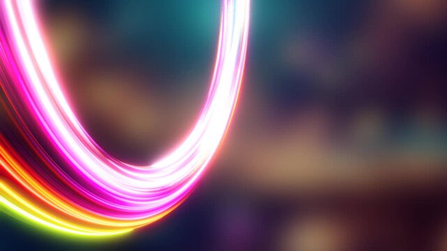 3D Render A mesmerizing, abstract video clip unfolds with luminous, swirling light trails that constantly evolve and dance across the screen