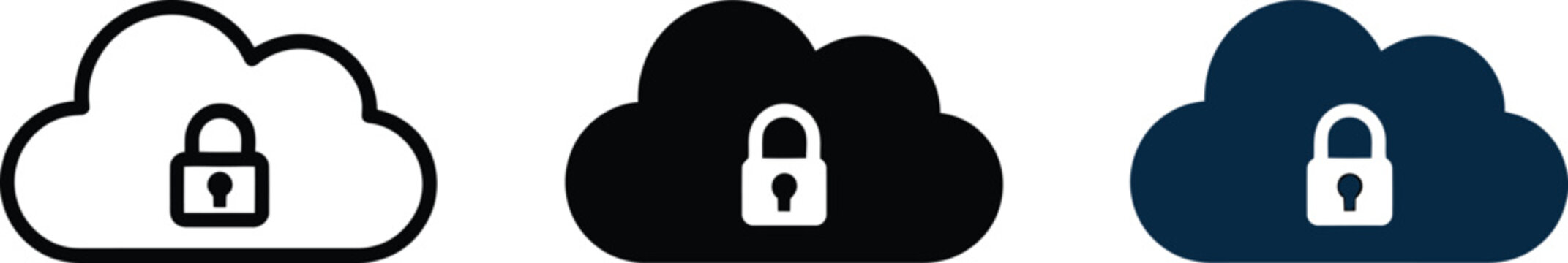 Cloud security lock icons for protected data computing and secure network storage system