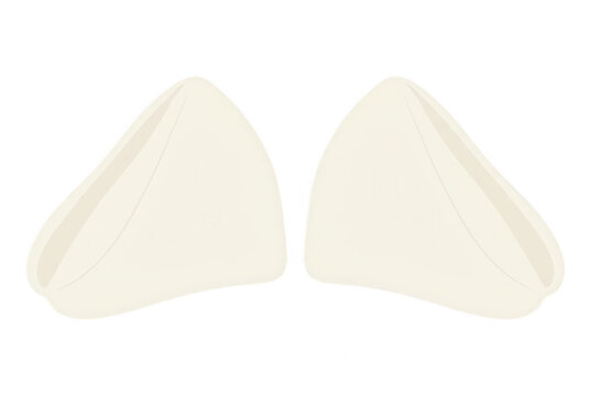 Un par de almohadillas de relleno de sujetador de color beige claro, dise&ntilde;adas con una forma triangular suave y ergon&oacute;mica, ideales como accesorios de lencer&iacute;a para mejorar la silueta y brindar
