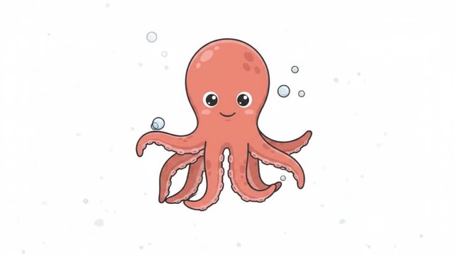 Minimalist Friendly Octopus Character Floating Micro Motion Graphics