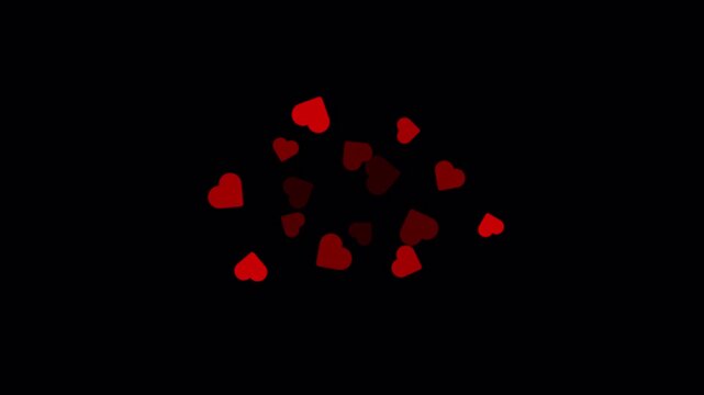 Cosmic Galaxy Spiral Rotating Red Hearts Inflow Motion Graphics 6 Seconds Loop on Alpha Channel 4K
