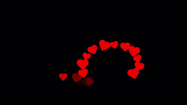 Continuous Volcanic Geyser Fountain Shooting Red Hearts Eruption Animation 6 Seconds Loop on Alpha Channel 4K
