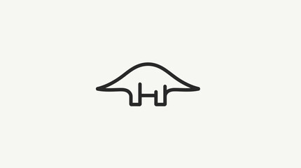 Simple brontosaurus dinosaur line icon. © enjoy