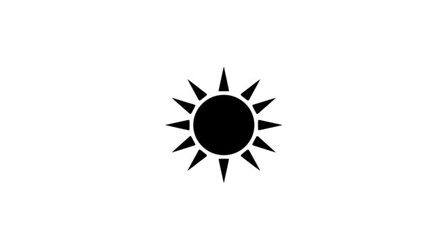 Black sun burst icon with rays.