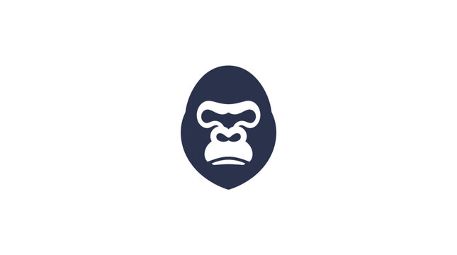 Gorilla face mask icon on dark circular shield.