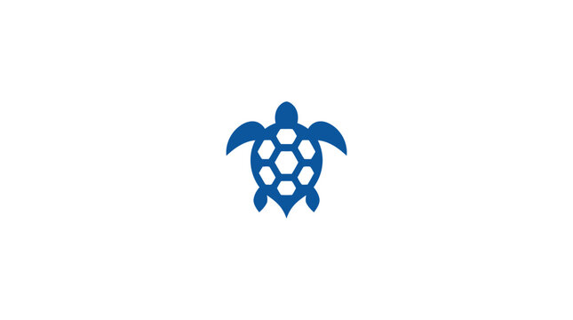 Blue geometric sea turtle shell icon.