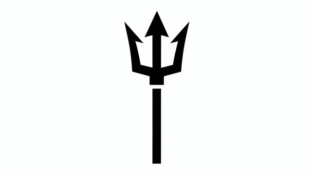 Black trident spear icon on white background.