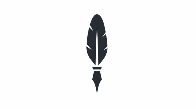 Quill pen feather nib vector icon design.