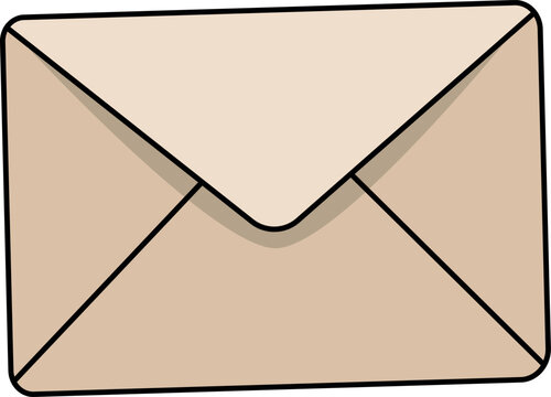 Closed beige envelope illustration for postal mail, letter and communication design