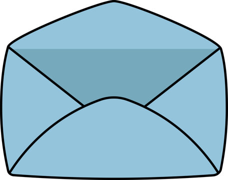 Open blue envelope illustration for mail, message and correspondence design