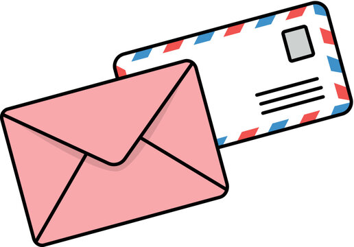 Pink envelope with airmail letter illustration for postal, mail and communication design