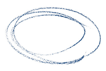 Fototapeta premium The circle highlighted with a blue colored pencil is isolated on a transparent background.