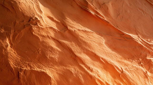 A warm terracotta sandstone wall texture displays natural surface details with soft light highlighting its features, ideal for backgrounds.