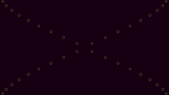 Abstract geometric pattern with symmetrical dotted lines on dark background