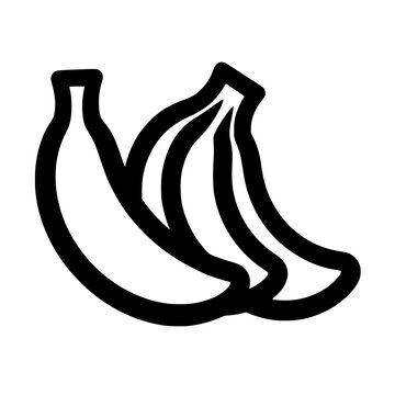 Bunch of Bananas with Curved Stems Black and White Vector Silhouette Icon