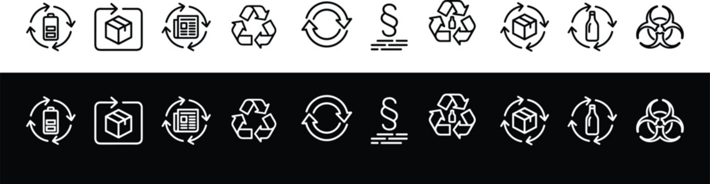 Black and White Legal Compliance Icons and GDPR Section Sign Set Vector Design