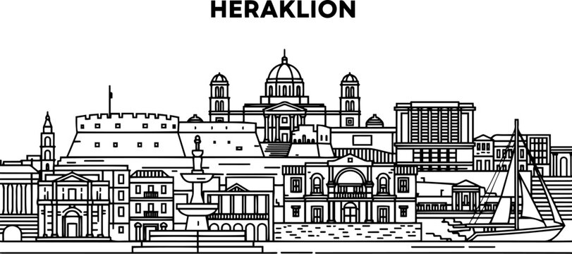 Heraklion Crete Cityline Buildings Architecture Landscape